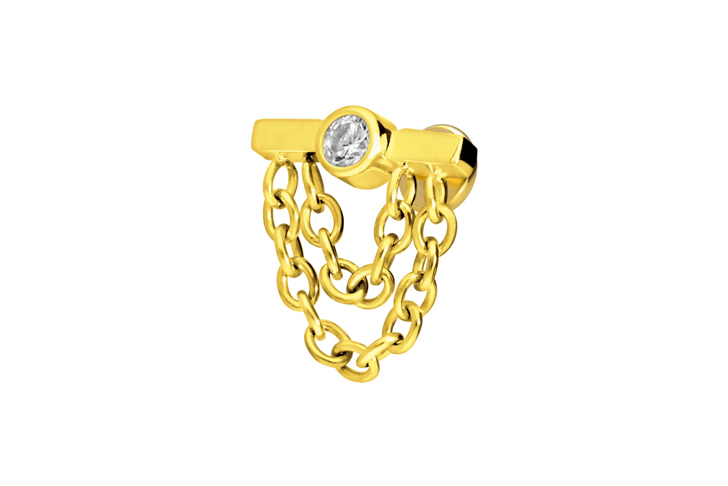 Titan Labret Piercing mit Innengewinde BALKEN + KRISTALL + 2 KETTEN